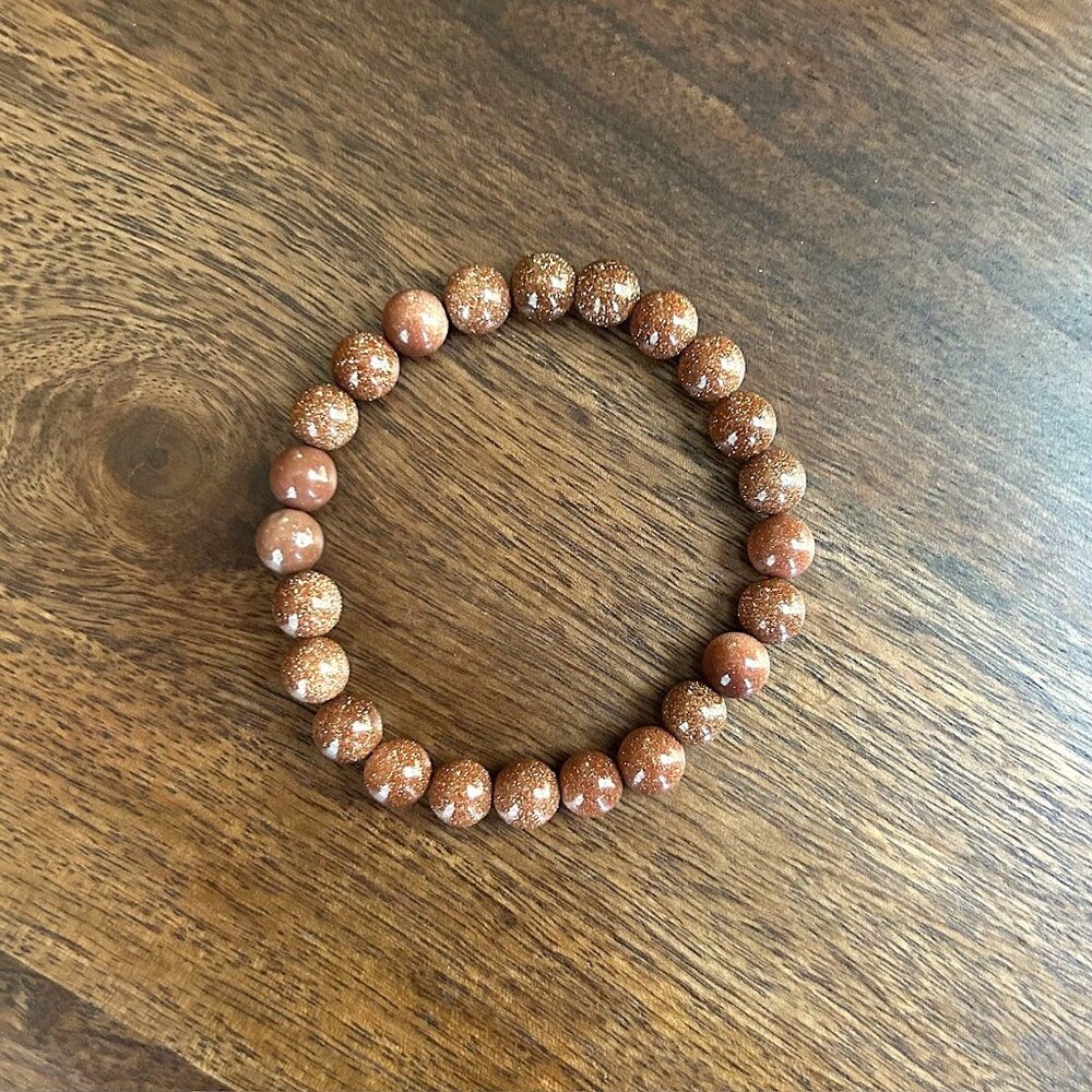 New GOLD SANDSTONE NATURAL STONE Bracelet 7" - 8mm Beads